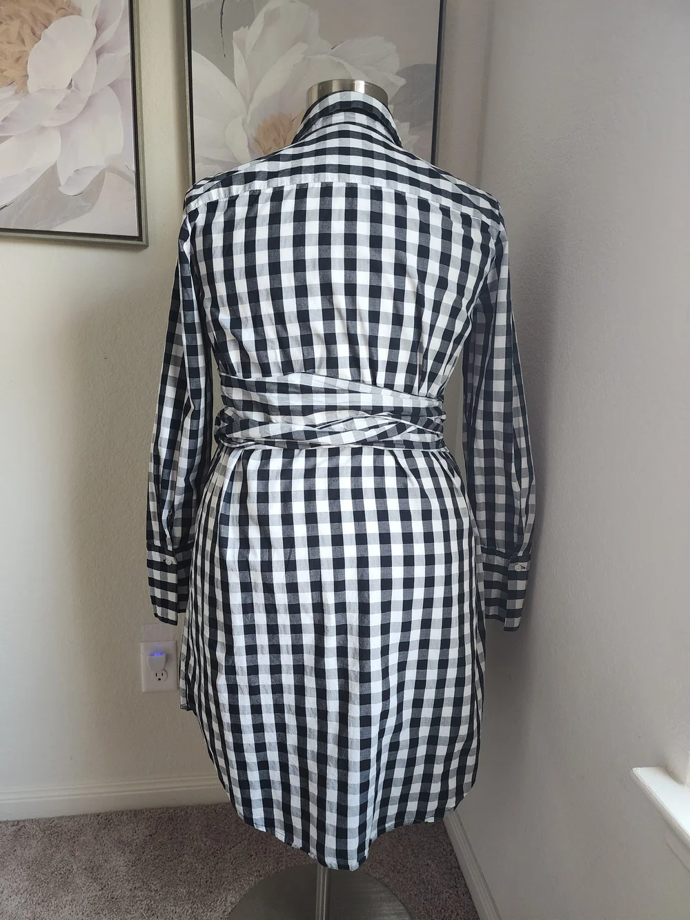 Who What Wear Black and White Gingham Button Dress